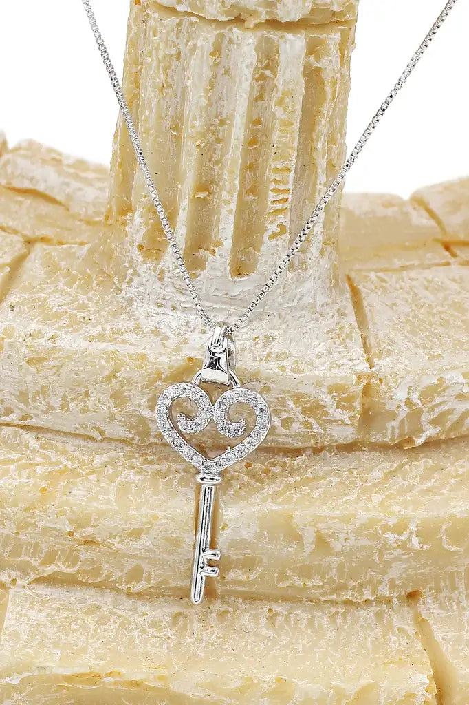 Mini Key Cubic Zirconia Crystal Necklace