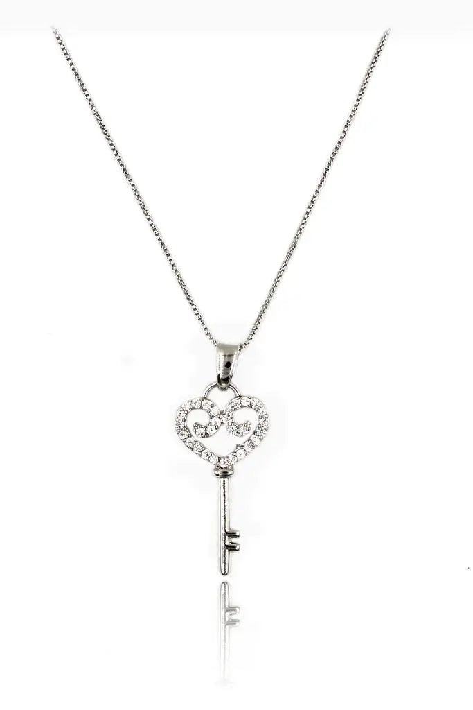 Mini Key Cubic Zirconia Crystal Necklace