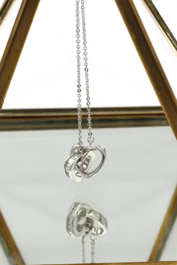 Two Hearts Cubic Zirconia Crystal Necklace