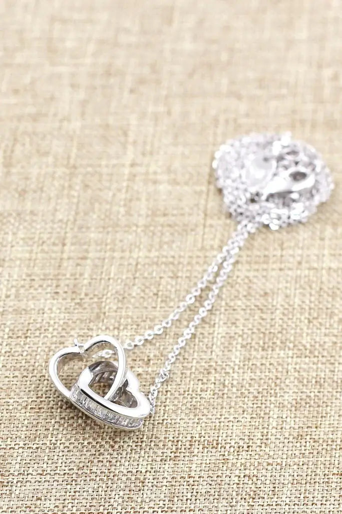 Two Hearts Cubic Zirconia Crystal Necklace