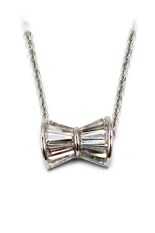 Small Bow Cubic Zirconia Crystal Necklace