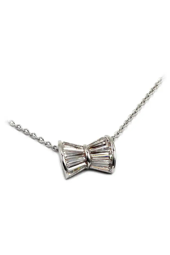 Small Bow Cubic Zirconia Crystal Necklace