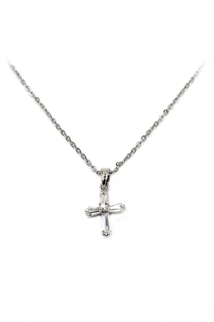 Mini Cross Cubic Zirconia Crystal Necklace