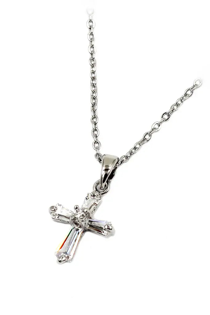 Mini Cross Cubic Zirconia Crystal Necklace