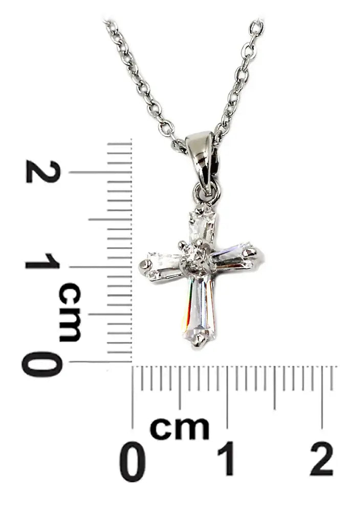 Mini Cross Cubic Zirconia Crystal Necklace