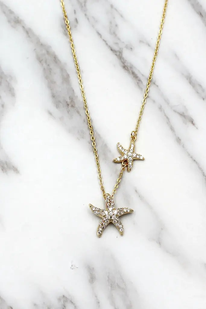 Starfish Cubic Zirconia Crystal Necklace