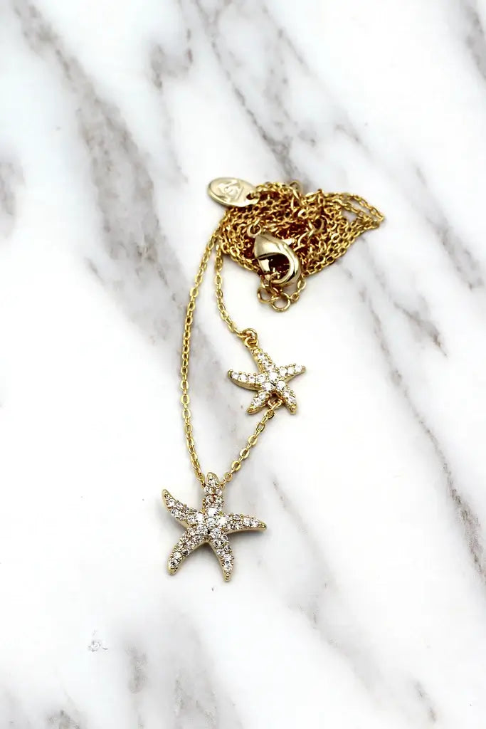 Starfish Cubic Zirconia Crystal Necklace