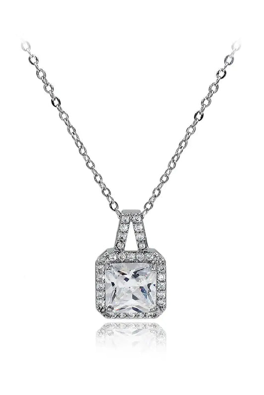 Elegant Square Cubic Zirconia Crystal Necklace