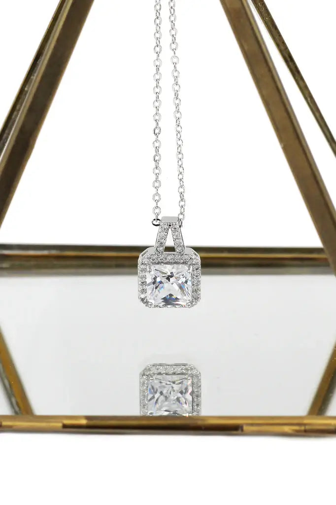 Elegant Square Cubic Zirconia Crystal Necklace