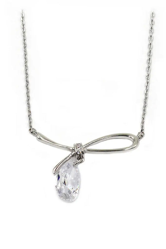 Bow Cubic Zirconia Crystal Necklace