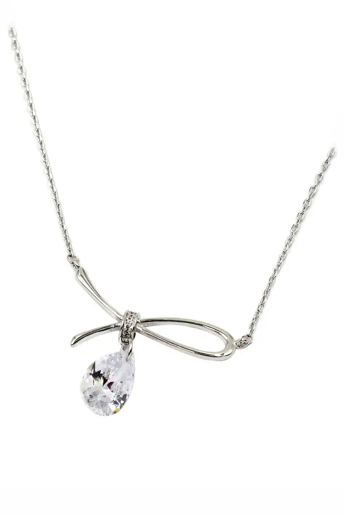 Bow Cubic Zirconia Crystal Necklace