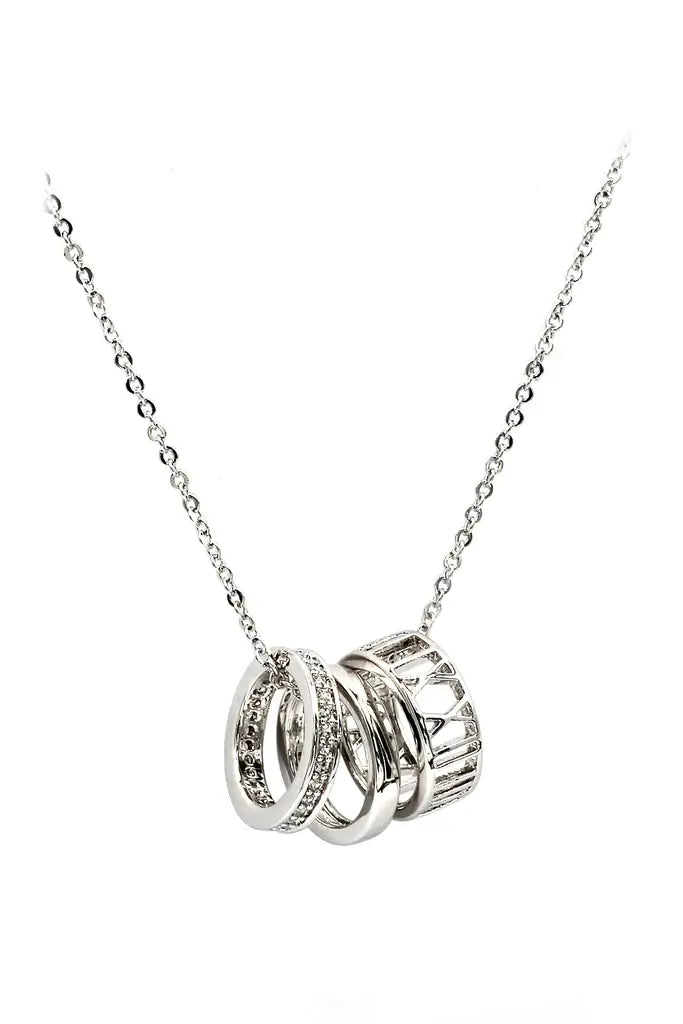 Three Circles Cubic Zirconia Crystal Necklace