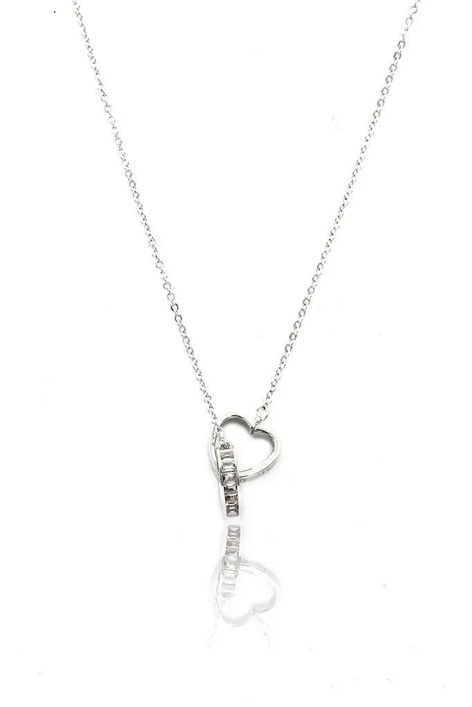 Two Hearts Cubic Zirconia Crystal Necklace