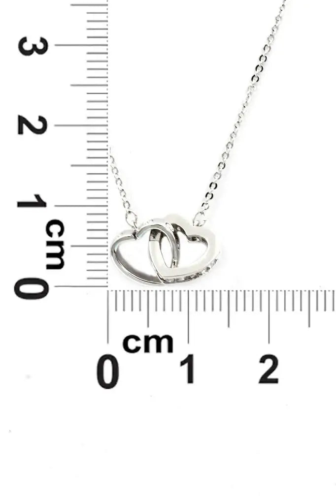 Two Hearts Cubic Zirconia Crystal Necklace