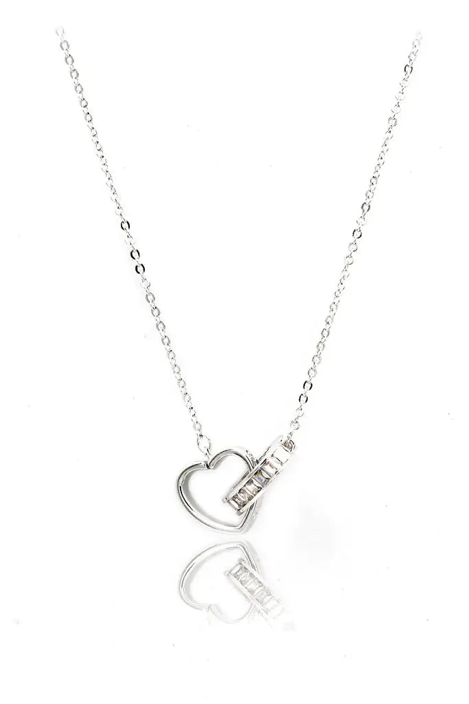 Two Hearts Cubic Zirconia Crystal Necklace