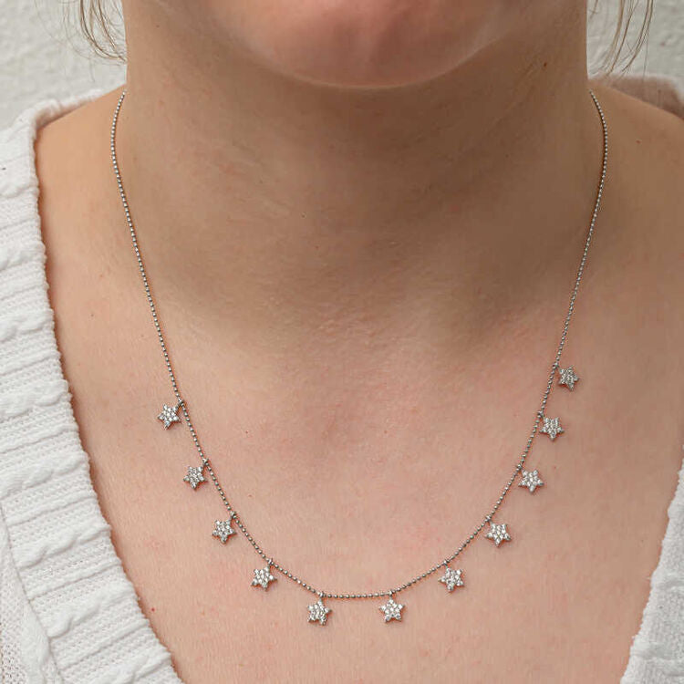 925 Sterling Silver Multi Small Stars Necklace