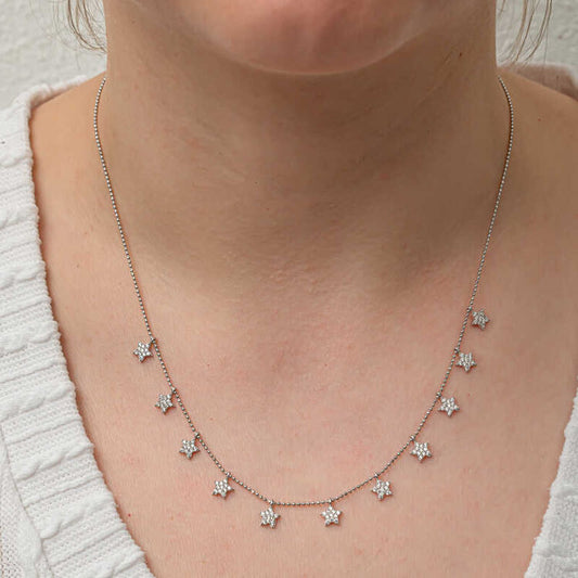 925 Sterling Silver Multi Small Stars Necklace