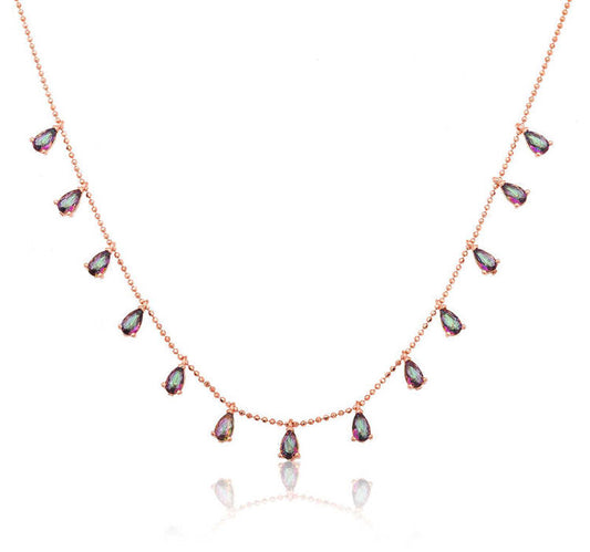 925 Sterling Silver Rose Gold Small Drops Necklace