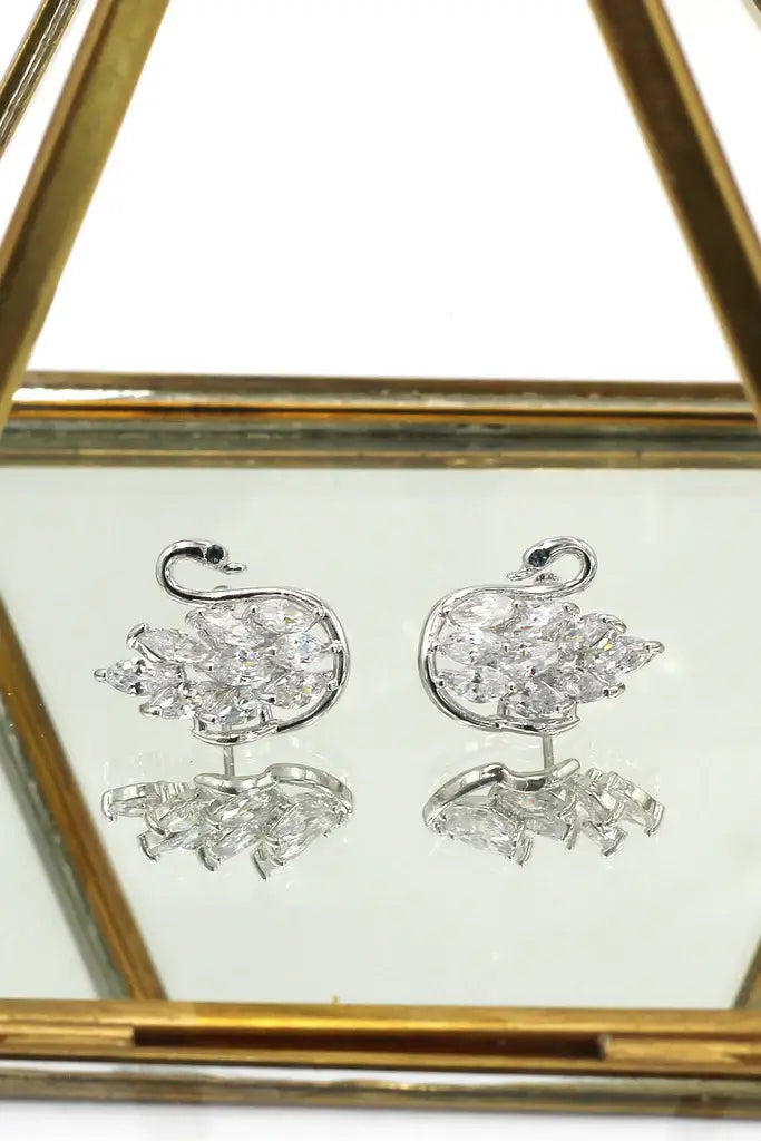 Swan Necklace Earrings Set Cubic Zirconia Crystal Necklace