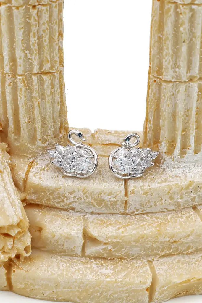Swan Necklace Earrings Set Cubic Zirconia Crystal Necklace